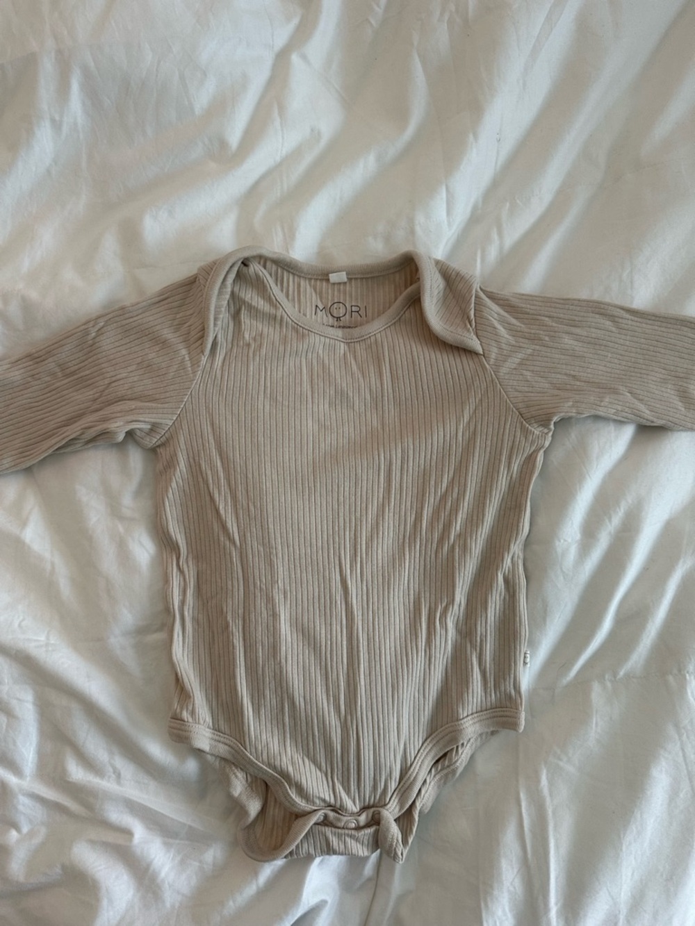 MORI Ribbed Long-Sleeve One-Piece in Light Beige